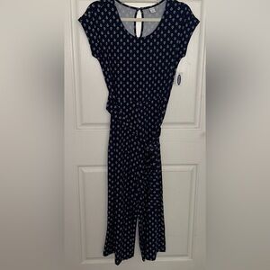 Navy blue printed romper.